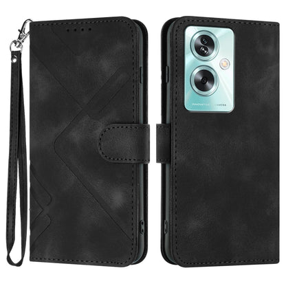 For OPPO A79 Line Pattern Skin Feel Leather Phone Case(Black) - OPPO Cases by PMC Jewellery | Online Shopping South Africa | PMC Jewellery