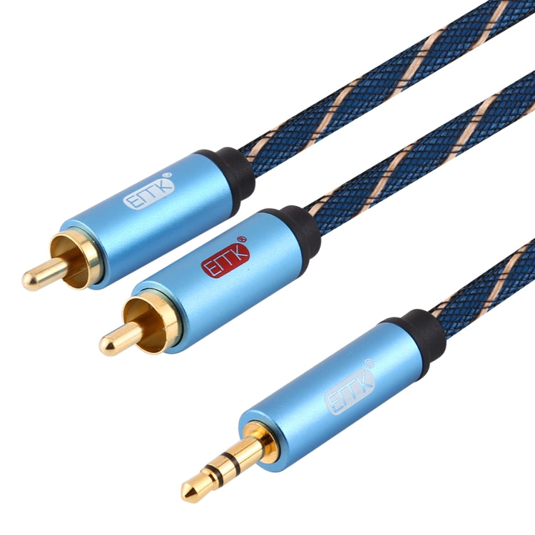 EMK 3.5mm Jack Male to 2 x RCA Male Gold Plated Connector Speaker Audio Cable, Cable Length:2m(Dark Blue) - Audio Optical Cables by EMK | Online Shopping South Africa | PMC Jewellery | Buy Now Pay Later Mobicred