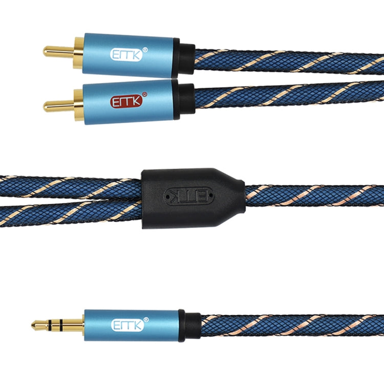 EMK 3.5mm Jack Male to 2 x RCA Male Gold Plated Connector Speaker Audio Cable, Cable Length:2m(Dark Blue) - Audio Optical Cables by EMK | Online Shopping South Africa | PMC Jewellery | Buy Now Pay Later Mobicred