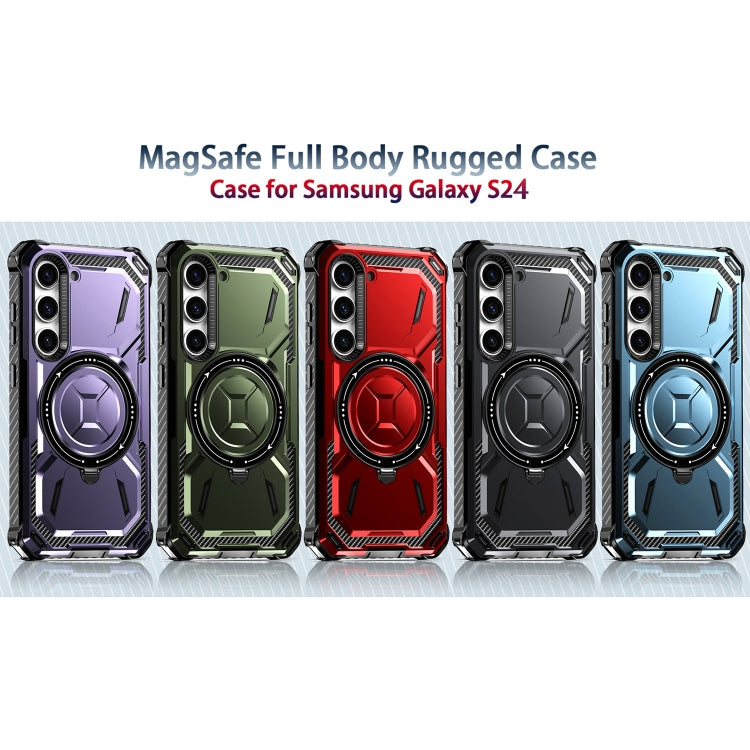 For Samsung Galaxy S24 5G Armor Series Holder Phone Case(Red) - Galaxy S24 5G Cases by PMC TechLife | Online Shopping South Africa | PMC TechLife