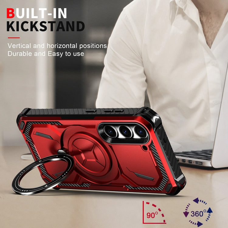 For Samsung Galaxy S24 5G Armor Series Holder Phone Case(Red) - Galaxy S24 5G Cases by PMC TechLife | Online Shopping South Africa | PMC TechLife
