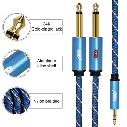 EMK 3.5mm Jack Male to 2 x 6.35mm Jack Male Gold Plated Connector Nylon Braid AUX Cable for Computer / X-BOX / PS3 / CD / DVD, Cable Length:5m(Dark Blue) - Audio Optical Cables by PMC Jewellery | Online Shopping South Africa | PMC Jewellery | Buy Now Pay Later Mobicred