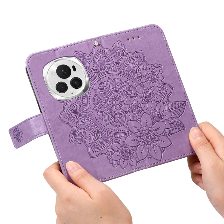 For Honor Magic6 Pro Seven-petal Flowers Embossing Leather Phone Case(Light Purple) - Honor Cases by PMC Jewellery | Online Shopping South Africa | PMC Jewellery | Buy Now Pay Later Mobicred