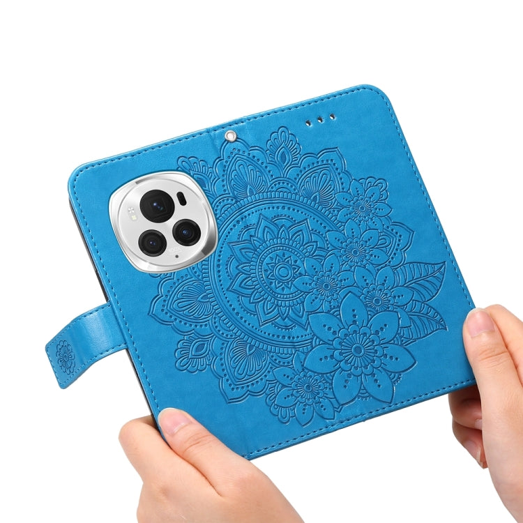 For Honor Magic6 Pro Seven-petal Flowers Embossing Leather Phone Case(Blue) - Honor Cases by PMC Jewellery | Online Shopping South Africa | PMC Jewellery | Buy Now Pay Later Mobicred