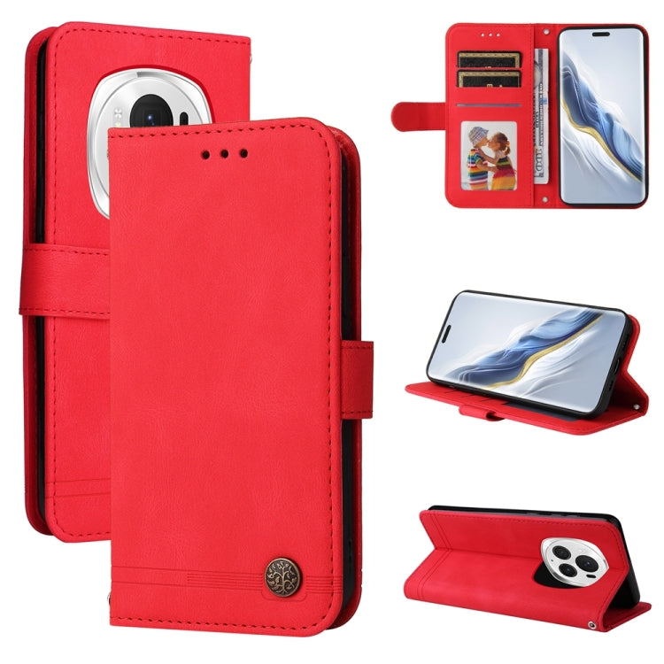 For Honor Magic6 Pro Skin Feel Life Tree Metal Button Leather Phone Case(Red) - Honor Cases by PMC Jewellery | Online Shopping South Africa | PMC Jewellery | Buy Now Pay Later Mobicred