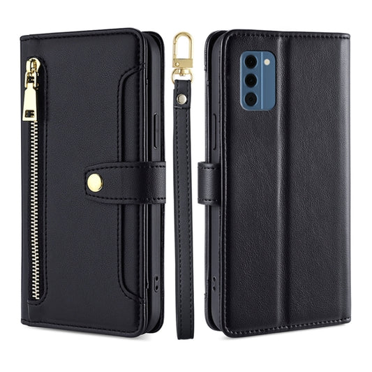 For Nokia C300 4G US Edition Lite Sheep Texture Cross-body Zipper Wallet Leather Phone Case(Black) - Nokia Cases by PMC Jewellery | Online Shopping South Africa | PMC Jewellery | Buy Now Pay Later Mobicred