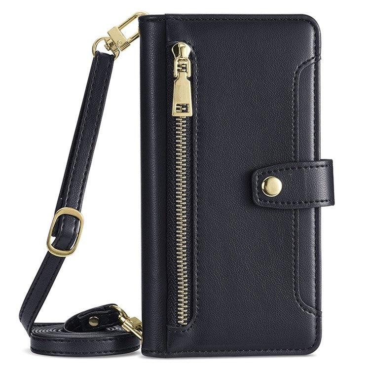 For Honor Magic6 Pro 5G Sheep Texture Cross-body Zipper Wallet Leather Phone Case(Black) - Honor Cases by PMC Jewellery | Online Shopping South Africa | PMC Jewellery | Buy Now Pay Later Mobicred