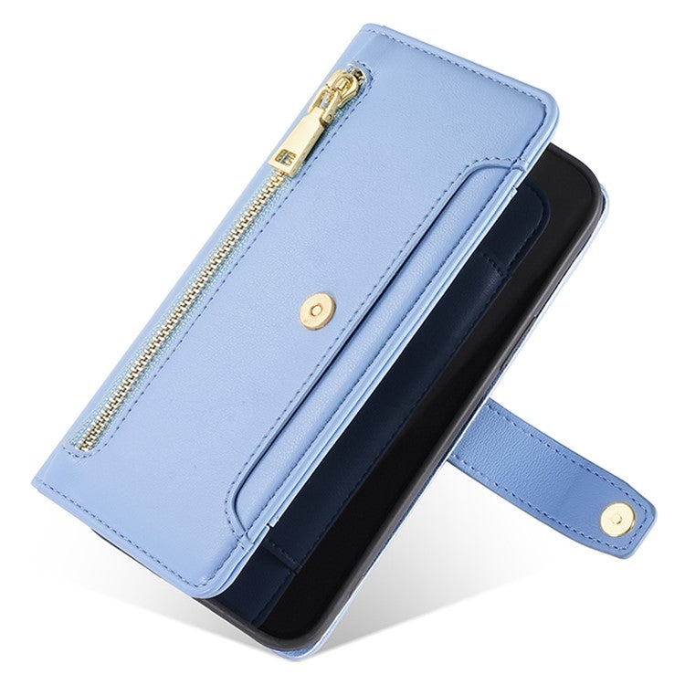 For OnePlus Ace 3 Pro 5G Sheep Texture Cross-body Zipper Wallet Leather Phone Case(Blue) - OnePlus Cases by PMC TechLife | Online Shopping South Africa | PMC TechLife | Buy Now Pay Later Mobicred