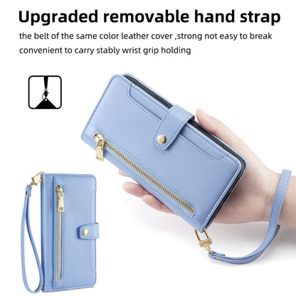 For Huawei Pura 70 5G Sheep Texture Cross-body Zipper Wallet Leather Phone Case(Blue) - Huawei Cases by PMC Jewellery | Online Shopping South Africa | PMC Jewellery | Buy Now Pay Later Mobicred