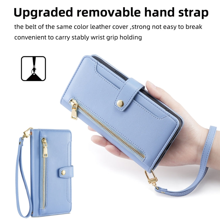 For Huawei Pura 70 Ultra 5G Sheep Texture Cross-body Zipper Wallet Leather Phone Case(Blue) - Huawei Cases by PMC Jewellery | Online Shopping South Africa | PMC Jewellery | Buy Now Pay Later Mobicred