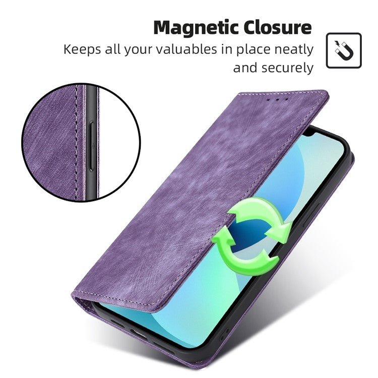 For Huawei Pura 70 RFID Anti-theft Brush Magnetic Leather Phone Case(Purple) - Huawei Cases by PMC Jewellery | Online Shopping South Africa | PMC Jewellery | Buy Now Pay Later Mobicred