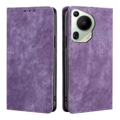 For Huawei Pura 70 Ultra RFID Anti-theft Brush Magnetic Leather Phone Case(Purple) - Huawei Cases by PMC Jewellery | Online Shopping South Africa | PMC Jewellery | Buy Now Pay Later Mobicred