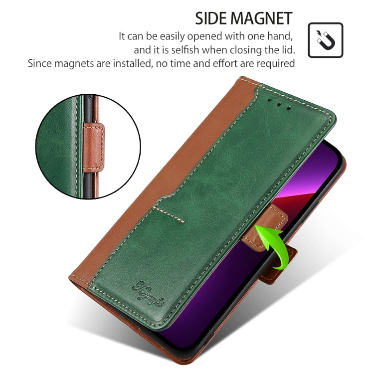 For Huawei Pura 70 Ultra 5G Contrast Color Side Buckle Leather Phone Case(Light Brown + Green) - Huawei Cases by PMC Jewellery | Online Shopping South Africa | PMC Jewellery | Buy Now Pay Later Mobicred