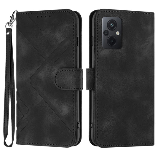 For Xiaomi Poco M5 Line Pattern Skin Feel Leather Phone Case(Black) - Xiaomi Cases by PMC Jewellery | Online Shopping South Africa | PMC Jewellery | Buy Now Pay Later Mobicred