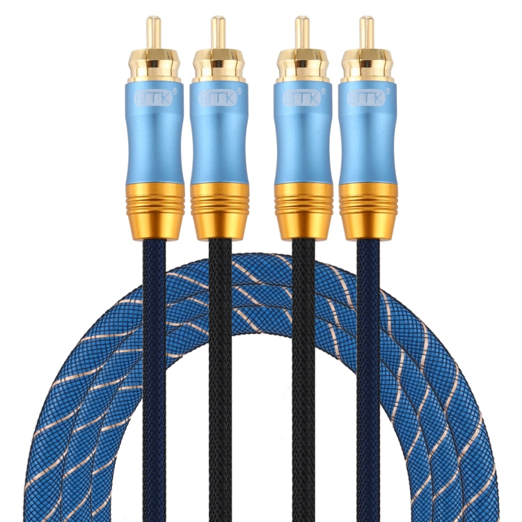 EMK 2 x RCA Male to 2 x RCA Male Gold Plated Connector Nylon Braid Coaxial Audio Cable for TV / Amplifier / Home Theater / DVD, Cable Length:1.5m(Dark Blue) - Audio Optical Cables by EMK | Online Shopping South Africa | PMC Jewellery | Buy Now Pay Later Mobicred