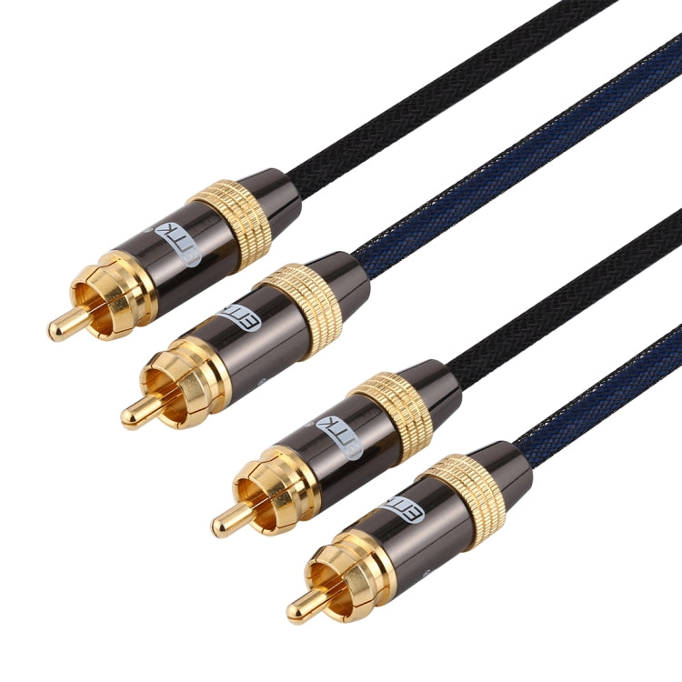 EMK 2 x RCA Male to 2 x RCA Male Gold Plated Connector Nylon Braid Coaxial Audio Cable for TV / Amplifier / Home Theater / DVD, Cable Length:1.5m(Black) - Audio Optical Cables by EMK | Online Shopping South Africa | PMC Jewellery | Buy Now Pay Later Mobicred