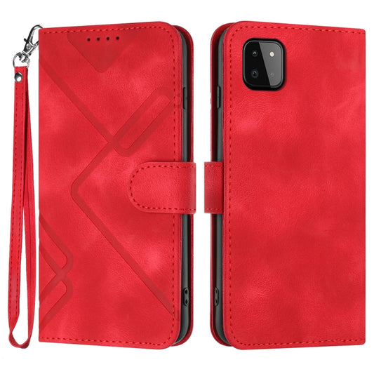 For Samsung Galaxy A22 5G Line Pattern Skin Feel Leather Phone Case(Red) - Galaxy Phone Cases by PMC Jewellery | Online Shopping South Africa | PMC Jewellery