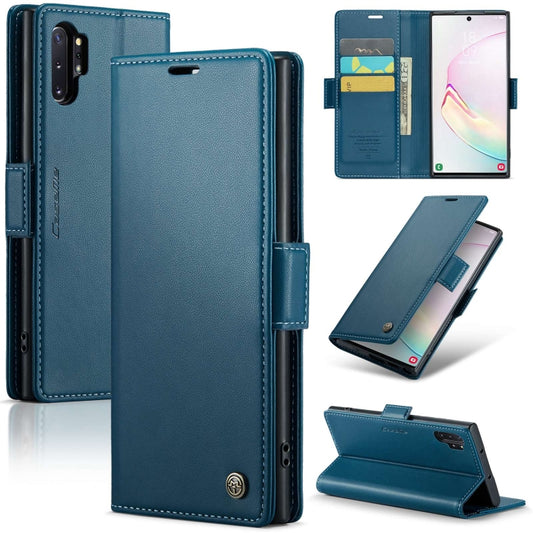 For Samsung Galaxy Note10+ CaseMe 023 Butterfly Buckle Litchi Texture RFID Anti-theft Leather Phone Case(Blue) - Galaxy Phone Cases by CaseMe | Online Shopping South Africa | PMC Jewellery | Buy Now Pay Later Mobicred