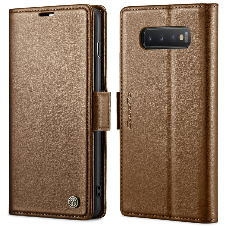 For Samsung Galaxy S10 CaseMe 023 Butterfly Buckle Litchi Texture RFID Anti-theft Leather Phone Case(Brown) - Galaxy Phone Cases by CaseMe | Online Shopping South Africa | PMC Jewellery | Buy Now Pay Later Mobicred