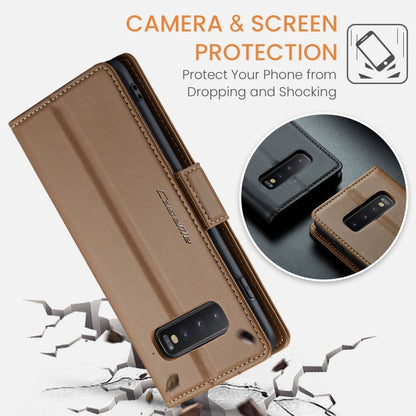 For Samsung Galaxy S10 CaseMe 023 Butterfly Buckle Litchi Texture RFID Anti-theft Leather Phone Case(Brown) - Galaxy Phone Cases by CaseMe | Online Shopping South Africa | PMC Jewellery | Buy Now Pay Later Mobicred