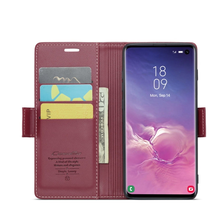 For Samsung Galaxy S10 CaseMe 023 Butterfly Buckle Litchi Texture RFID Anti-theft Leather Phone Case(Wine Red) - Galaxy Phone Cases by CaseMe | Online Shopping South Africa | PMC Jewellery | Buy Now Pay Later Mobicred