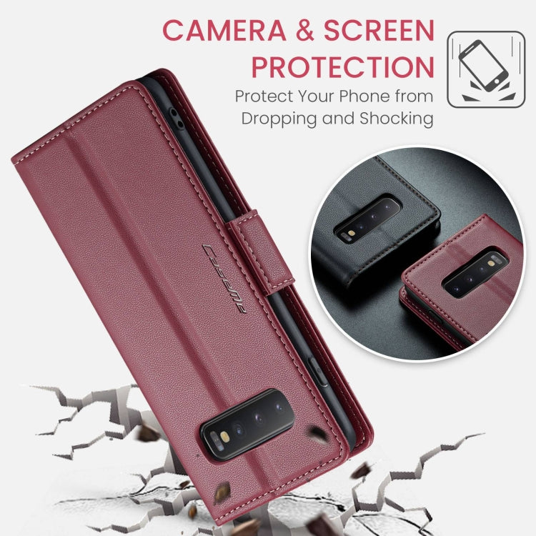 For Samsung Galaxy S10 CaseMe 023 Butterfly Buckle Litchi Texture RFID Anti-theft Leather Phone Case(Wine Red) - Galaxy Phone Cases by CaseMe | Online Shopping South Africa | PMC Jewellery | Buy Now Pay Later Mobicred