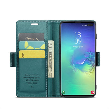 For Samsung Galaxy S10+ CaseMe 023 Butterfly Buckle Litchi Texture RFID Anti-theft Leather Phone Case(Pearly Blue) - Galaxy Phone Cases by CaseMe | Online Shopping South Africa | PMC Jewellery | Buy Now Pay Later Mobicred