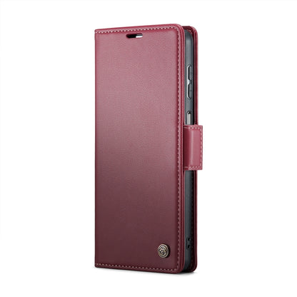 For Samsung Galaxy A22 5G CaseMe 023 Butterfly Buckle Litchi Texture RFID Anti-theft Leather Phone Case(Wine Red) - Galaxy Phone Cases by CaseMe | Online Shopping South Africa | PMC Jewellery | Buy Now Pay Later Mobicred