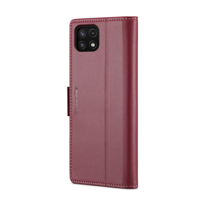 For Samsung Galaxy A22 5G CaseMe 023 Butterfly Buckle Litchi Texture RFID Anti-theft Leather Phone Case(Wine Red) - Galaxy Phone Cases by CaseMe | Online Shopping South Africa | PMC Jewellery | Buy Now Pay Later Mobicred