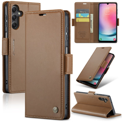 For Samsung Galaxy A24 4G CaseMe 023 Butterfly Buckle Litchi Texture RFID Anti-theft Leather Phone Case(Brown) - Galaxy Phone Cases by CaseMe | Online Shopping South Africa | PMC Jewellery | Buy Now Pay Later Mobicred