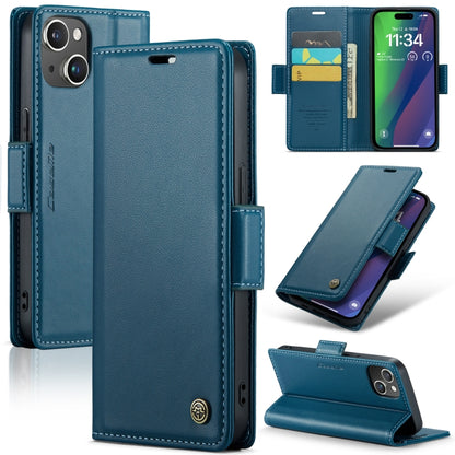 For iPhone 15 Plus CaseMe 023 Butterfly Buckle Litchi Texture RFID Anti-theft Leather Phone Case(Blue) - iPhone 15 Plus Cases by CaseMe | Online Shopping South Africa | PMC Jewellery | Buy Now Pay Later Mobicred