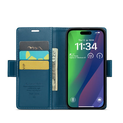 For iPhone 15 Plus CaseMe 023 Butterfly Buckle Litchi Texture RFID Anti-theft Leather Phone Case(Blue) - iPhone 15 Plus Cases by CaseMe | Online Shopping South Africa | PMC Jewellery | Buy Now Pay Later Mobicred