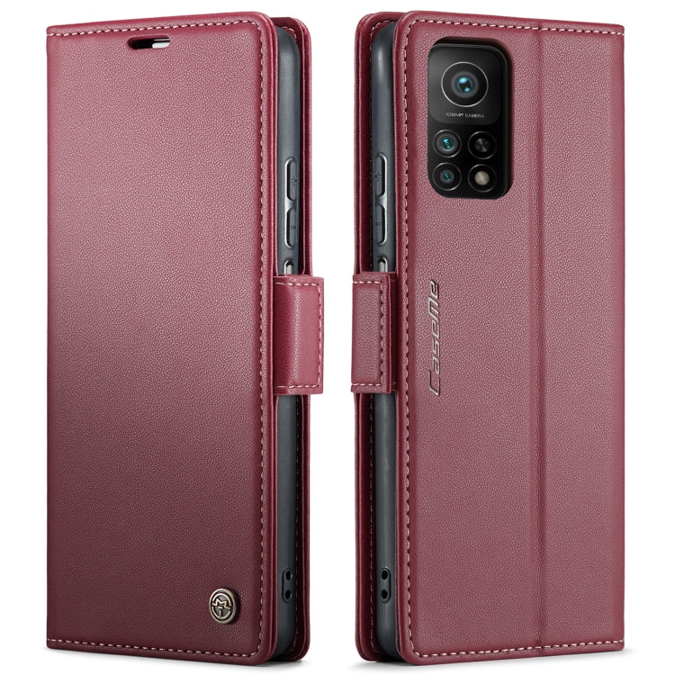 For Xiaomi Mi 10T 5G／10T Pro 5G CaseMe 023 Butterfly Buckle Litchi Texture RFID Anti-theft Leather Phone Case(Wine Red) - Xiaomi Cases by CaseMe | Online Shopping South Africa | PMC Jewellery | Buy Now Pay Later Mobicred