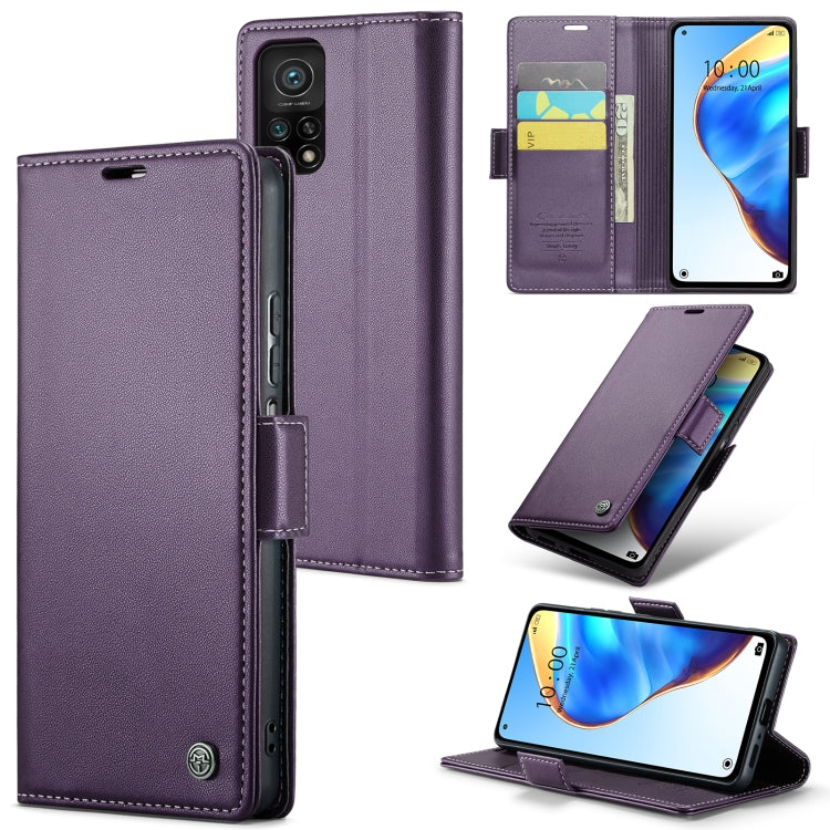 For Xiaomi Mi 10T 5G／10T Pro 5G CaseMe 023 Butterfly Buckle Litchi Texture RFID Anti-theft Leather Phone Case(Pearly Purple) - Xiaomi Cases by CaseMe | Online Shopping South Africa | PMC Jewellery | Buy Now Pay Later Mobicred