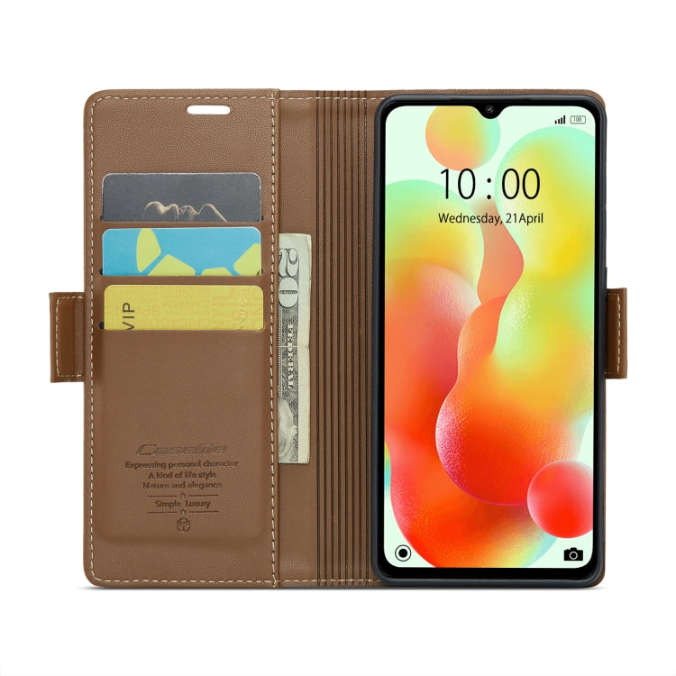 For Xiaomi Redmi 11A/12C CaseMe 023 Butterfly Buckle Litchi Texture RFID Anti-theft Leather Phone Case(Brown) - Xiaomi Cases by CaseMe | Online Shopping South Africa | PMC Jewellery | Buy Now Pay Later Mobicred