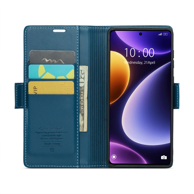 For Xiaomi Poco F5 5G/Redmi Note 12 Turbo 5G CaseMe 023 Butterfly Buckle Litchi Texture RFID Anti-theft Leather Phone Case(Blue) - Xiaomi Cases by CaseMe | Online Shopping South Africa | PMC Jewellery | Buy Now Pay Later Mobicred