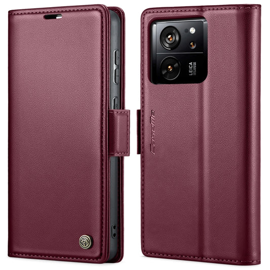 For Xiaomi 13T/13T Pro CaseMe 023 Butterfly Buckle Litchi Texture RFID Anti-theft Leather Phone Case(Wine Red) - Xiaomi Cases by CaseMe | Online Shopping South Africa | PMC Jewellery | Buy Now Pay Later Mobicred