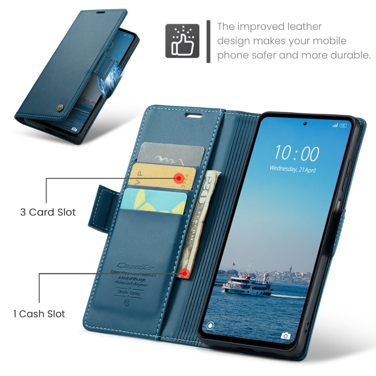 For Xiaomi Redmi 12 4G／12 5G／Note 12R／POCO M6 Pro 5G CaseMe 023 Butterfly Buckle Litchi Texture RFID Anti-theft Leather Phone Case(Blue) - Xiaomi Cases by CaseMe | Online Shopping South Africa | PMC Jewellery | Buy Now Pay Later Mobicred