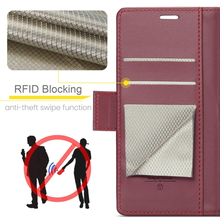 For Xiaomi Redmi Note 13 Pro 5G CaseMe 023 Butterfly Buckle Litchi Texture RFID Anti-theft Leather Phone Case(Wine Red) - Xiaomi Cases by CaseMe | Online Shopping South Africa | PMC Jewellery | Buy Now Pay Later Mobicred