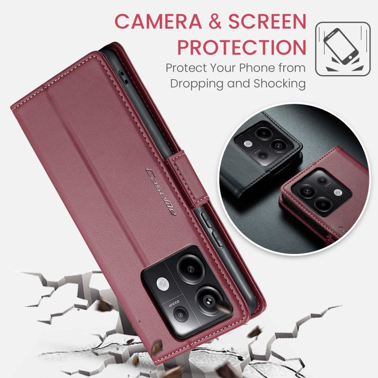 For Xiaomi Poco X6 5G CaseMe 023 Butterfly Buckle Litchi Texture RFID Anti-theft Leather Phone Case(Wine Red) - Xiaomi Cases by CaseMe | Online Shopping South Africa | PMC Jewellery | Buy Now Pay Later Mobicred