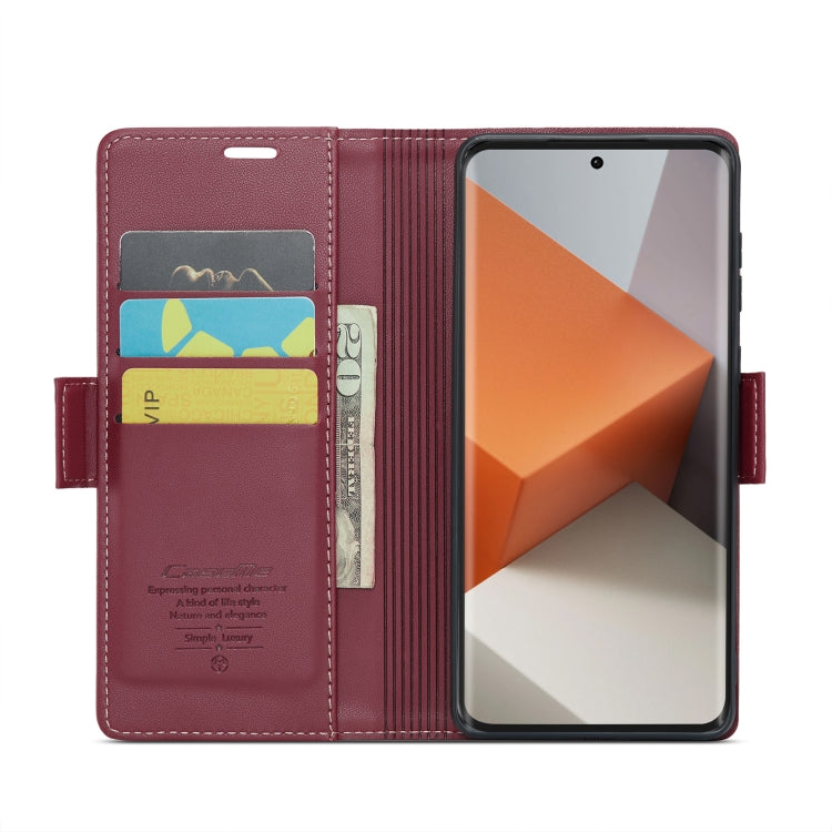 For Xiaomi Redmi Note 13 Pro+ 5G CaseMe 023 Butterfly Buckle Litchi Texture RFID Anti-theft Leather Phone Case(Wine Red) - Xiaomi Cases by CaseMe | Online Shopping South Africa | PMC Jewellery | Buy Now Pay Later Mobicred