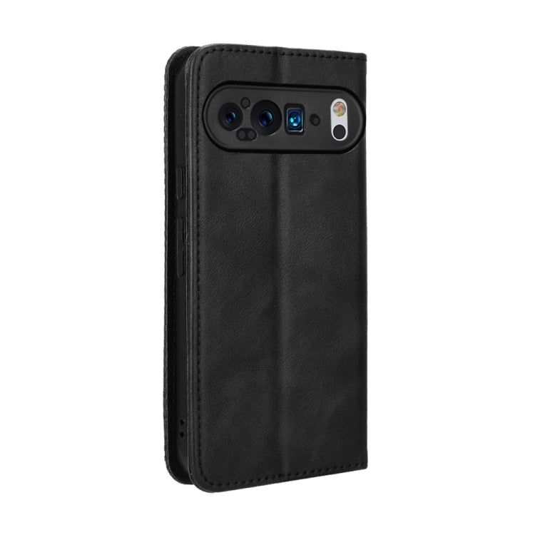 For Google Pixel 9 Pro Magnetic Buckle Retro Texture Leather Phone Case(Black) - Google Cases by PMC TechLife | Online Shopping South Africa | PMC TechLife | Buy Now Pay Later Mobicred