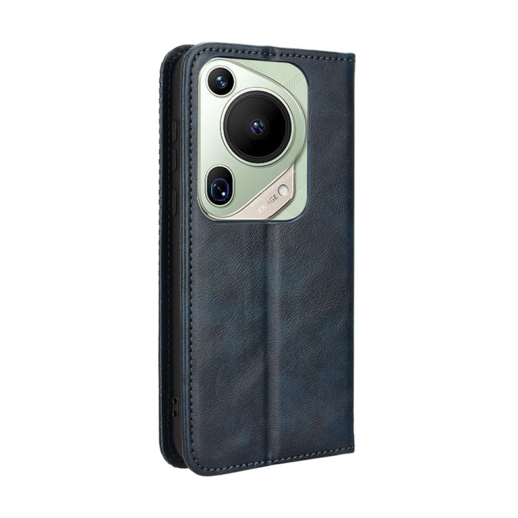 For Huawei Pura 70 Pro / 70 Pro+ Magnetic Buckle Retro Texture Leather Phone Case(Blue) - Huawei Cases by PMC Jewellery | Online Shopping South Africa | PMC Jewellery | Buy Now Pay Later Mobicred