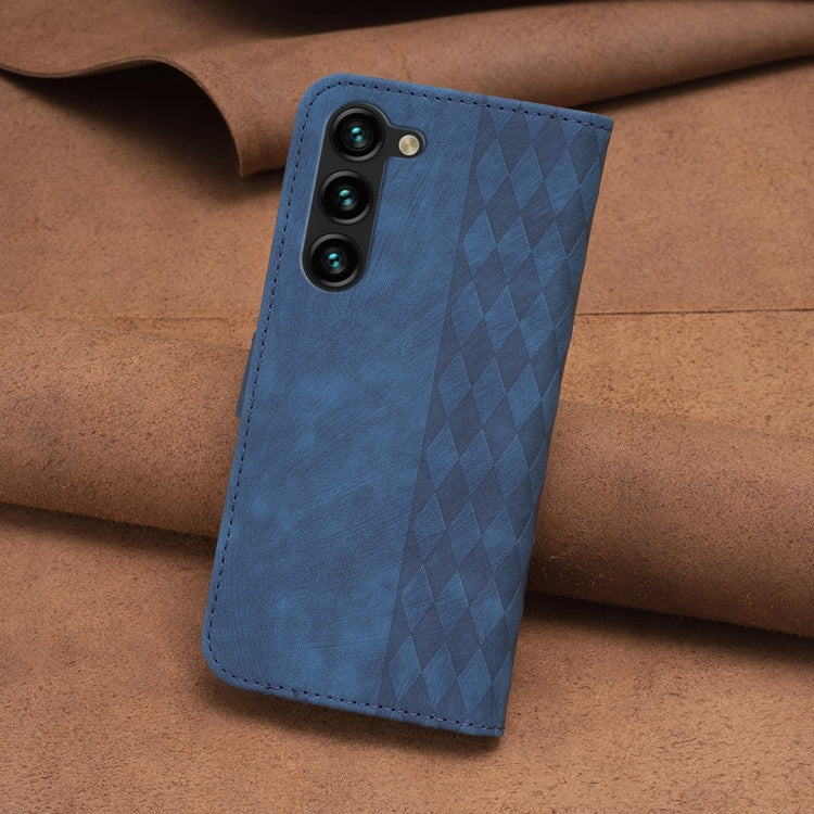 For Samsung Galaxy S24 5G Plaid Embossed Leather Phone Case(Blue) - Galaxy S24 5G Cases by PMC TechLife | Online Shopping South Africa | PMC TechLife