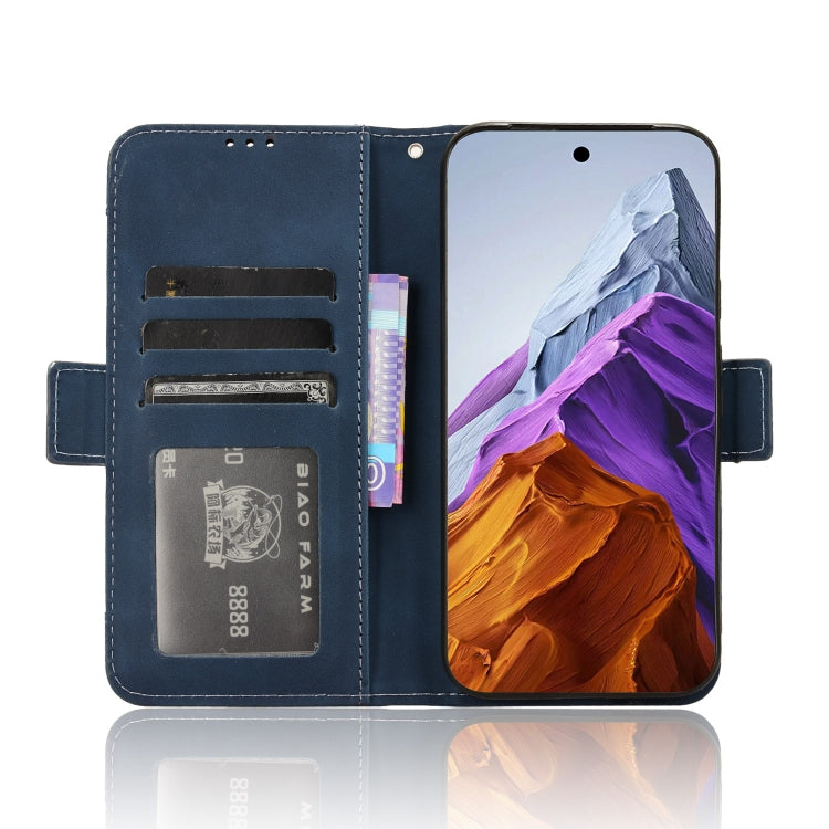 For Google Pixel 9 Pro Skin Feel Calf Texture Card Slots Leather Phone Case(Blue) - Google Cases by PMC TechLife | Online Shopping South Africa | PMC TechLife | Buy Now Pay Later Mobicred