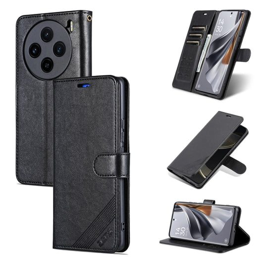 For vivo X100 5G AZNS Sheepskin Texture Flip Leather Phone Case(Black) - vivo Cases by AZNS | Online Shopping South Africa | PMC Jewellery | Buy Now Pay Later Mobicred