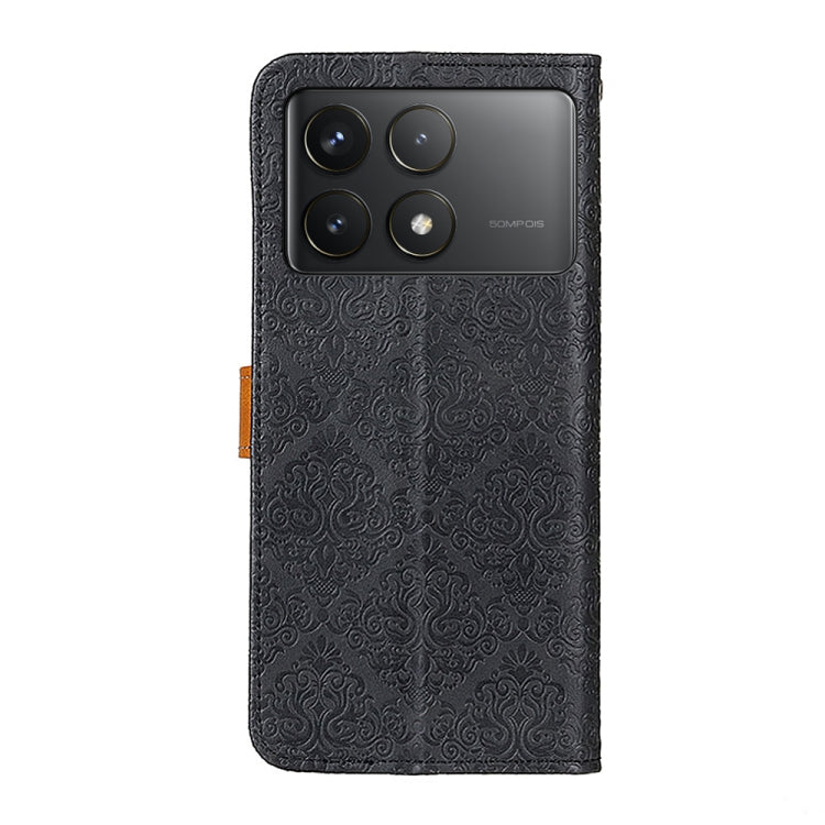 For Xiaomi Redmi K70 5G / K70 Pro 5G European Floral Embossed Leather Phone Case(Black) - K70 Cases by PMC Jewellery | Online Shopping South Africa | PMC Jewellery | Buy Now Pay Later Mobicred