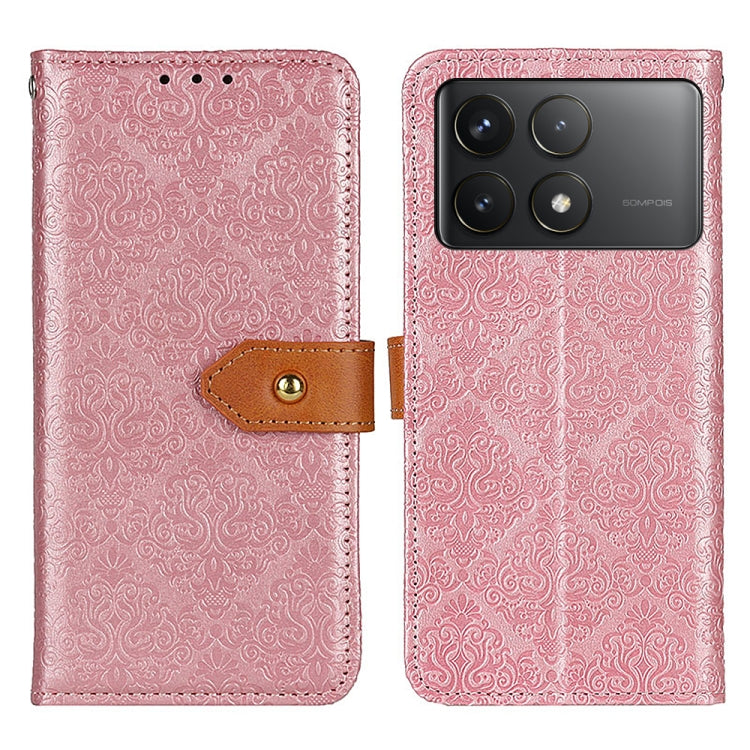 For Xiaomi Redmi K70 5G / K70 Pro 5G European Floral Embossed Leather Phone Case(Pink) - K70 Cases by PMC Jewellery | Online Shopping South Africa | PMC Jewellery | Buy Now Pay Later Mobicred