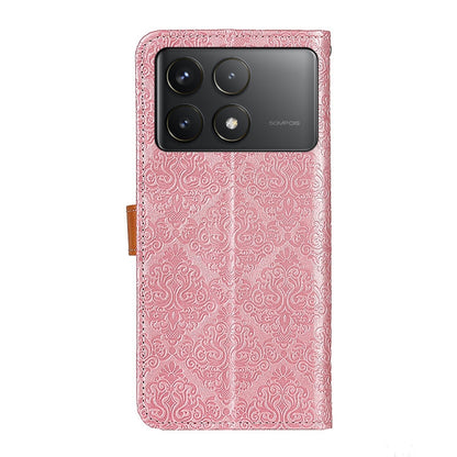 For Xiaomi Redmi K70 5G / K70 Pro 5G European Floral Embossed Leather Phone Case(Pink) - K70 Cases by PMC Jewellery | Online Shopping South Africa | PMC Jewellery | Buy Now Pay Later Mobicred