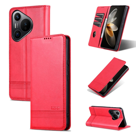 For Huawei Pura 70 AZNS Magnetic Calf Texture Flip Leather Phone Case(Red) - Huawei Cases by AZNS | Online Shopping South Africa | PMC Jewellery | Buy Now Pay Later Mobicred